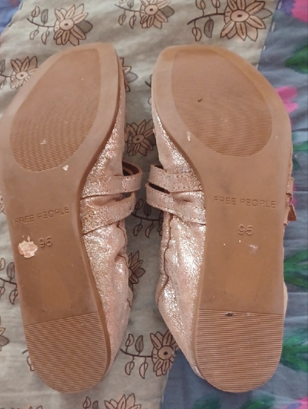 Free People Glitter Floral Mary Jane Flats - Cream - Picture 4 of 5